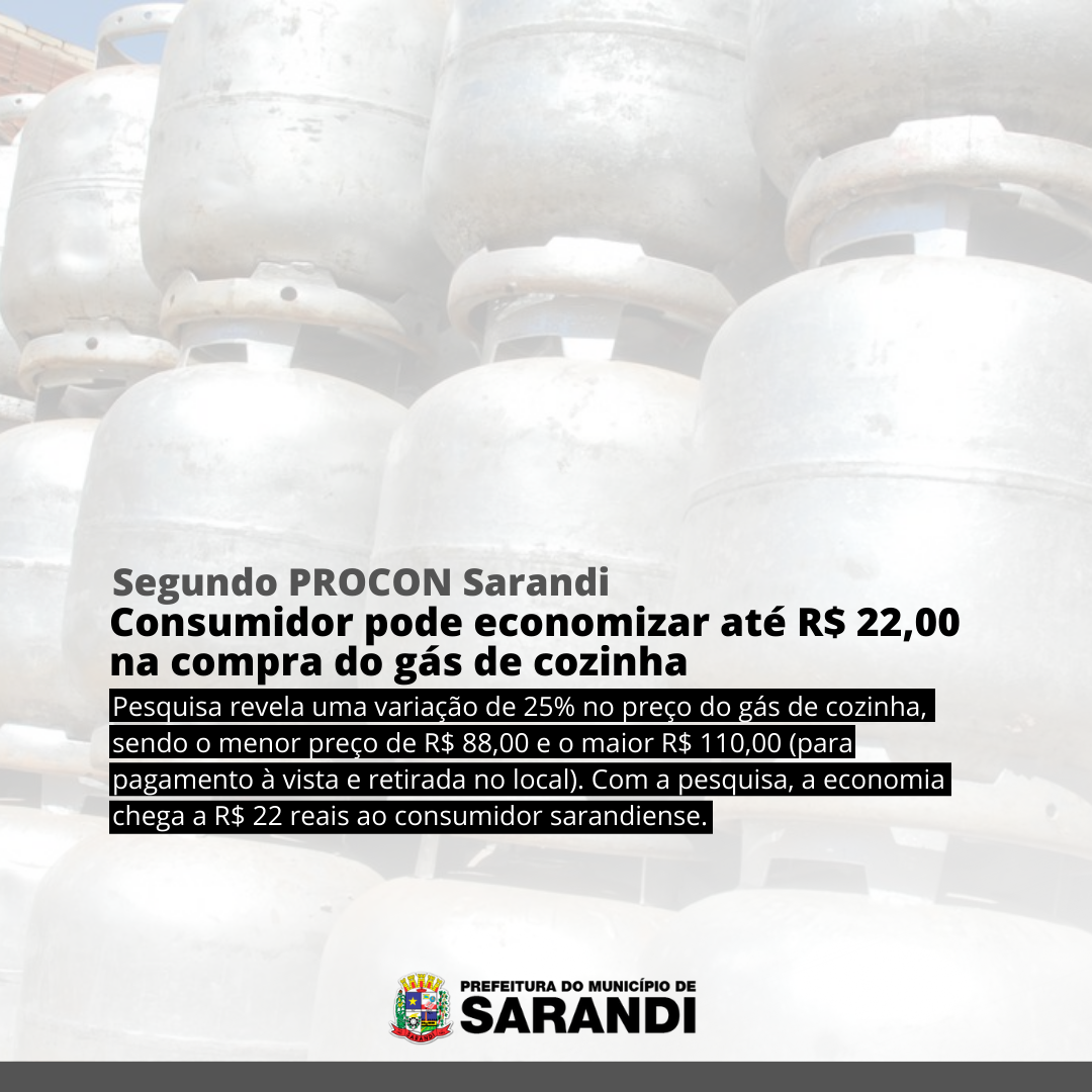 Consumidor pode economizar até R$ 22,00 na compra do gás de cozinha, segundo o PROCON